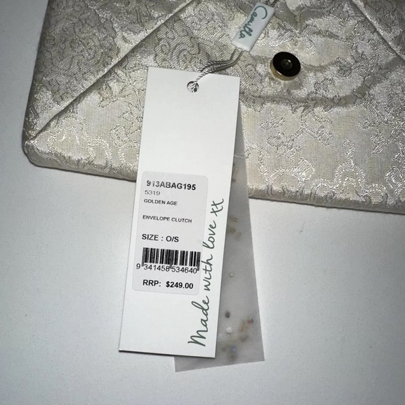 NEW CAMILLA ANTHROPOLOGIE "GOLDEN AGE" IVORY SILK ENVELOPE BAG CLUTCH SAC POUCH - Picture 7 of 8